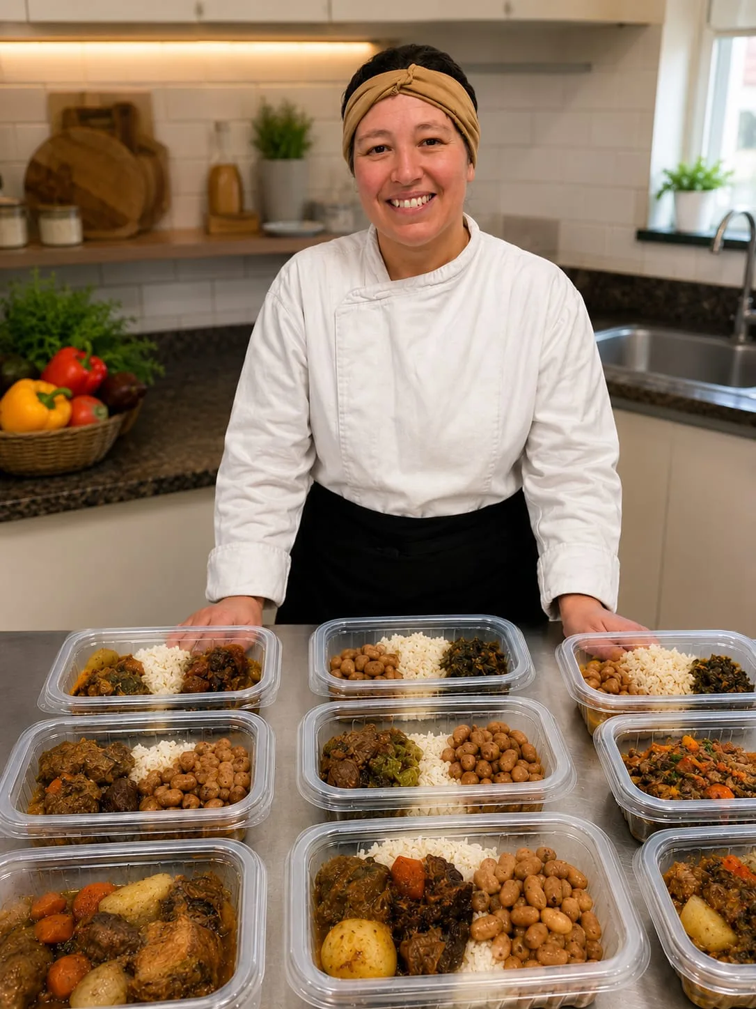 tania vieira personal chef preparando marmitas para a semana